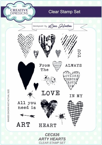Creative Expressions-Lisa Horton A5 Clear Stamp Set-Arty Hearts