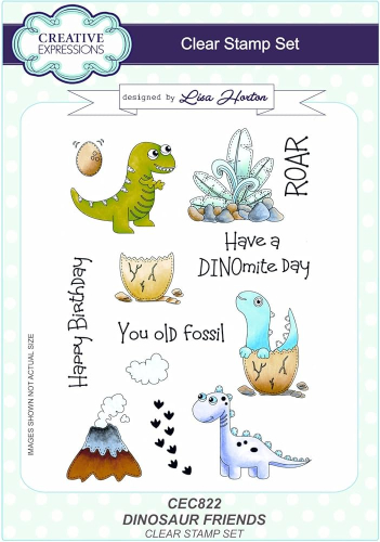 Creative Expressions-Lisa Horton-A5 Clear Stamp Set-Dinosaur Friends