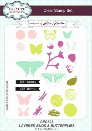 Creative Expressions-Lisa Horton-A5 Clear Stamp Set-Layered Buds And Butterflies