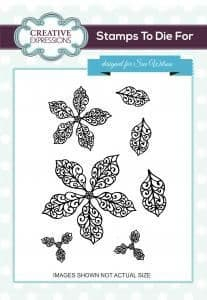 Creative Expressions Sue Wilson Stamps To Die For Rubber Stamps-Filigree Poinsettia Additions