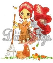 Little Darlings Rubber Stamp-Autumn