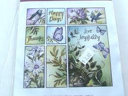Magenta Rubber Stamp Set-Happy Days Butterfly Flower Bird  On Branch