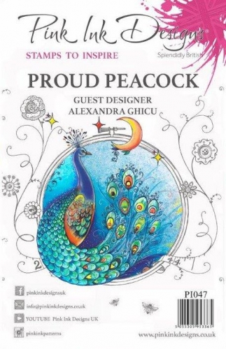 Pink Ink Designs A5 Clear Stamp Set-Proud Peacock
