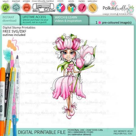 Polkadoodles Clear Stamp-Tulip-Darling Buds
