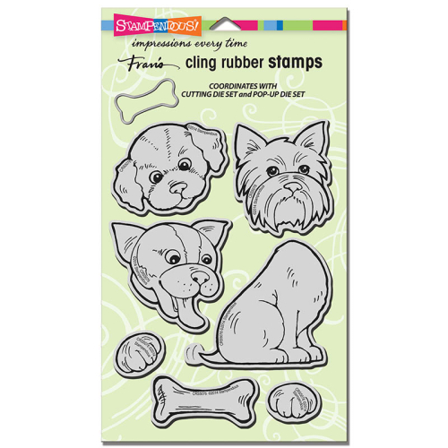 Stampendous Cling Rubber Stamp Set-Cling Pop Up Puppies
