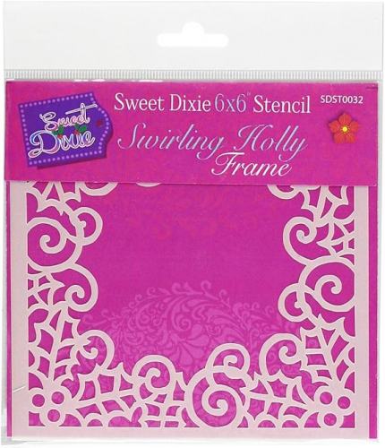 Sweet Dixie 6X6 Stencil-Swirling Holly Frame