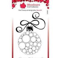 Woodware Craft Collection  Clear Stamp Set-Big Bubble Bauble-Curly Ribbon